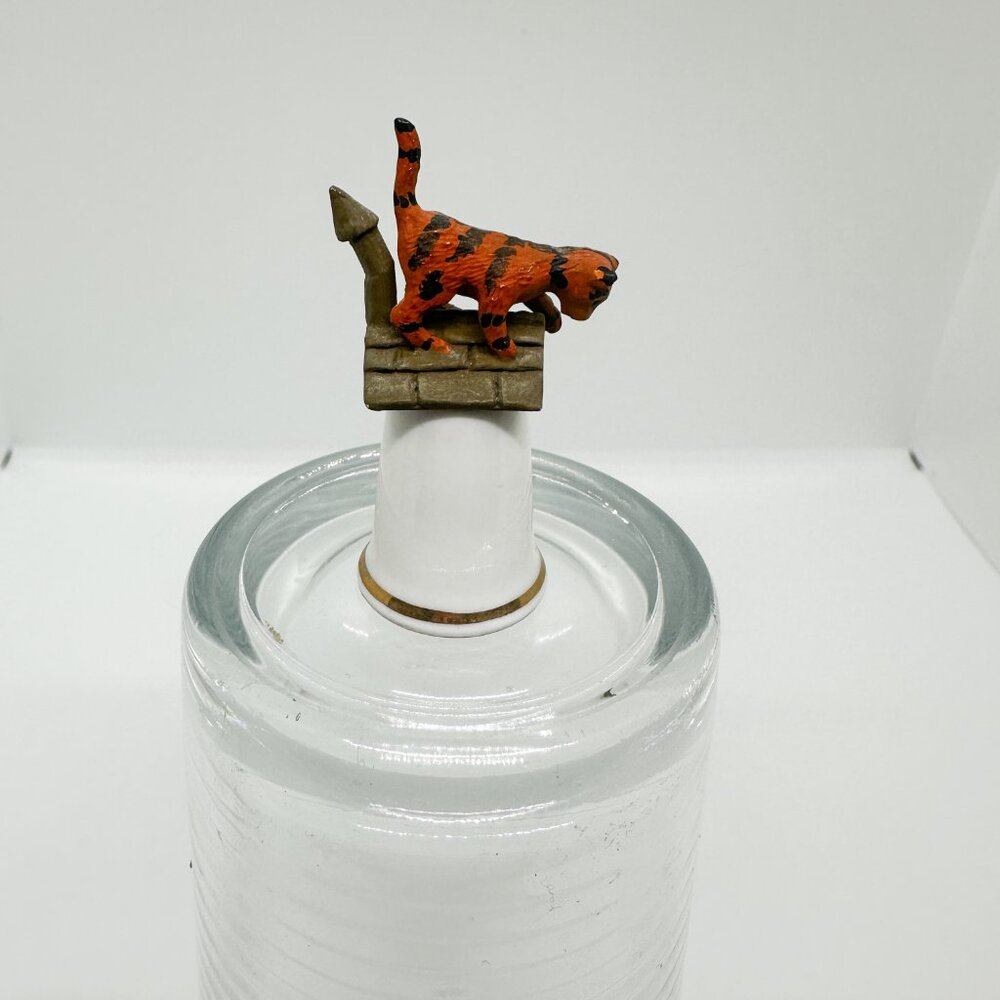 Vintage Cat Kitten Thimble Porcelain Pewter Mini Sculpture Collection Ginger
